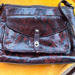 Patricia Nash Leather Kenilworth Python Crossbody Handbag Purse Shoulder Bag